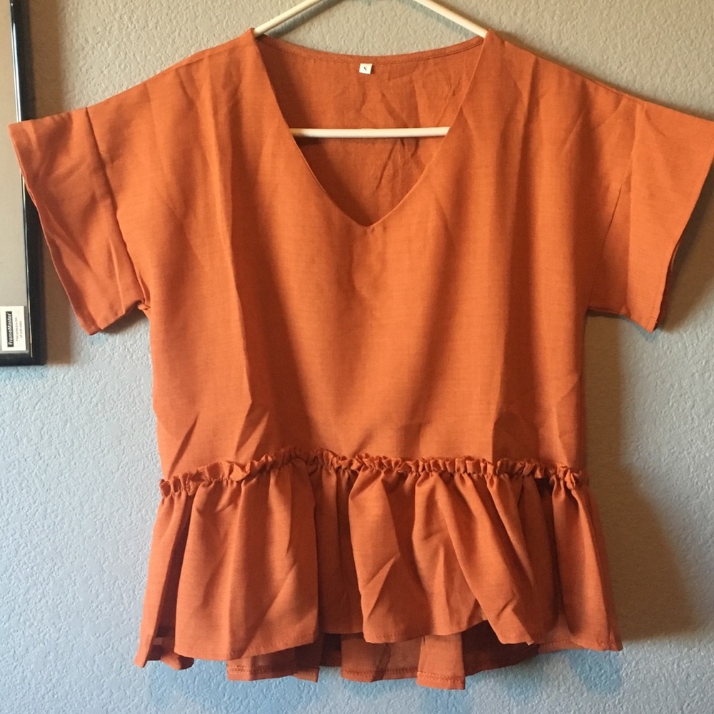 V Neck Frill Trim Blouse - Picture 4 of 7